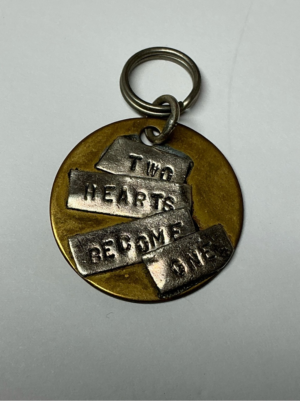 Authentic J. Parkes Artisan Mixed Metals Pendant. Two Hearts Become One